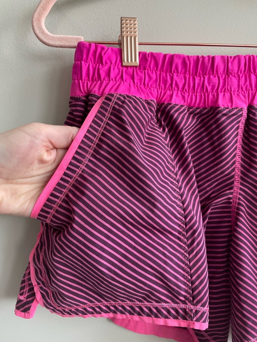 Lululemon Shake & Break Short Hyper Stripe Raspberry Glow Light Pink Purple - Picture 3 of 10